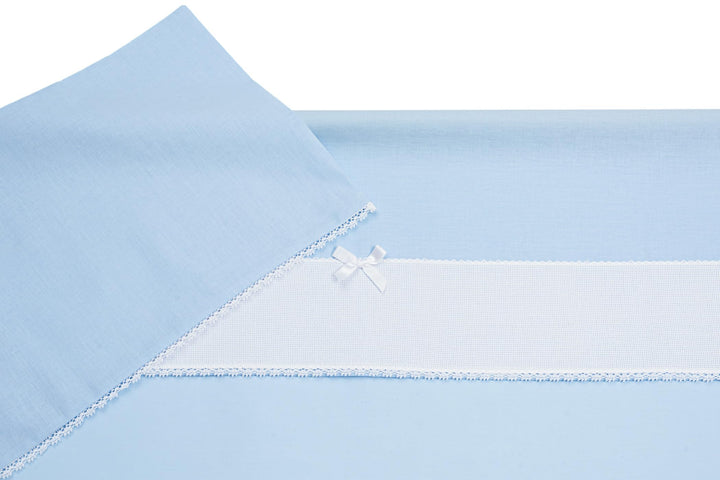 Filet - Bettwäsche-Set für Kinderwagen, 3-teilig, einfarbig, hellblau, 1 Spannbettlaken, 1 Oberlaken
