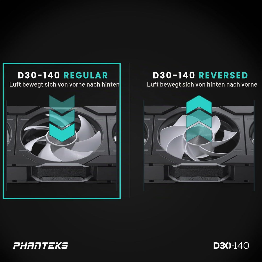 Phanteks D30 PWM Regular Airflow, D-RGB Lüfter - 140mm, schwarz