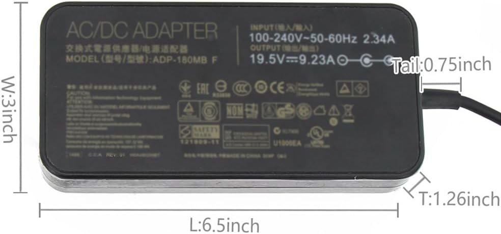 19.5V 9.23A 180W Laptop Netzteil Ladekabel Ladegerät für Asus ROG G750JM G750JS G750JW G750VW G750VX