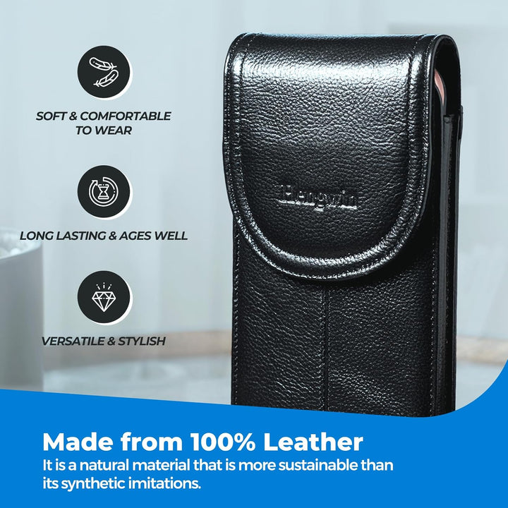 Hengwin Echtes Leder Handy Holster, Gürteltasche mit Gürtelclip für iPhone 14 Plus, 14 Pro Max, 13 P