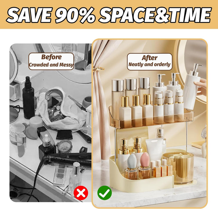 DASITON Make Up Kosmetik Organizer, 360° drehbarer Make Up Pinsel Organizer, Schmink Aufbewahrung fü