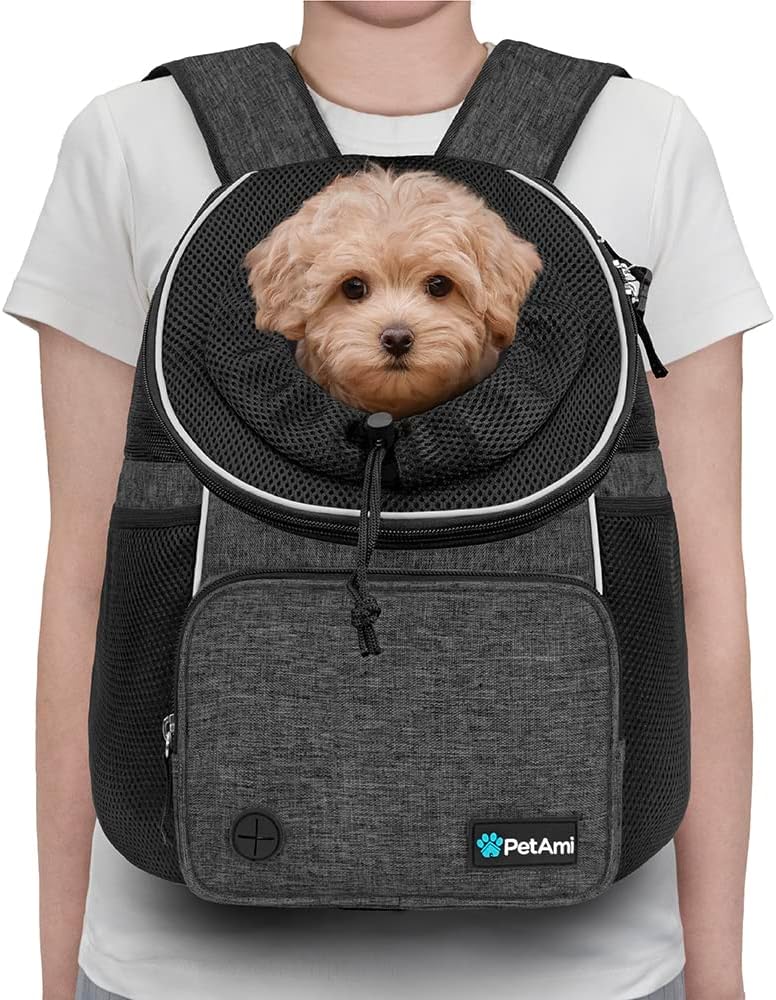 PetAmi Rucksack für Hunde und Katzen, verstellbar, belüftet, für Wandern und Camping, kleine bis gro