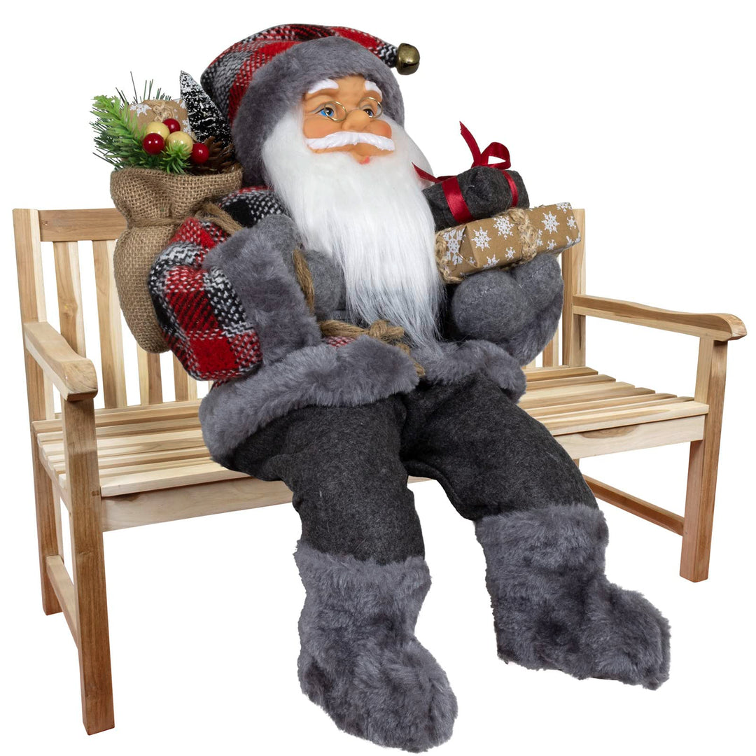 Christmas Paradise Sitzender Weihnachtsmann 45cm Deko-Figur Kantenhocker Santa Nikolaus (Modell Finn
