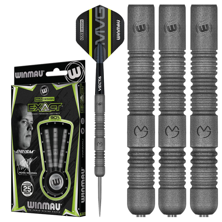 WINMAU Michael Van Gerwen MvG Exact Tungsten Darts Set with Flights and Stems (Shafts) 25 g, 25 g