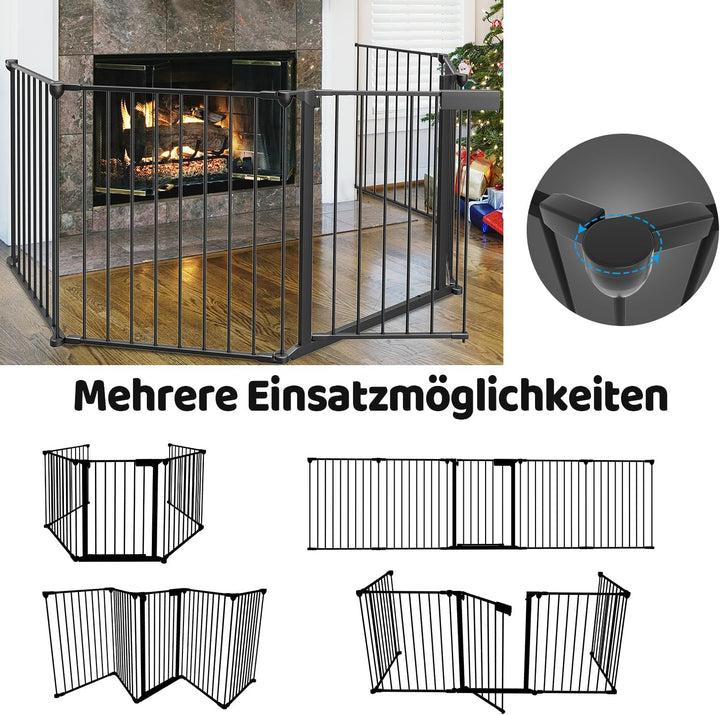 Ikodm Kaminschutzgitter mit Tür 310cm Metall Ofenschutzgitter Laufgitter Laufstall Absperrgitter Tie