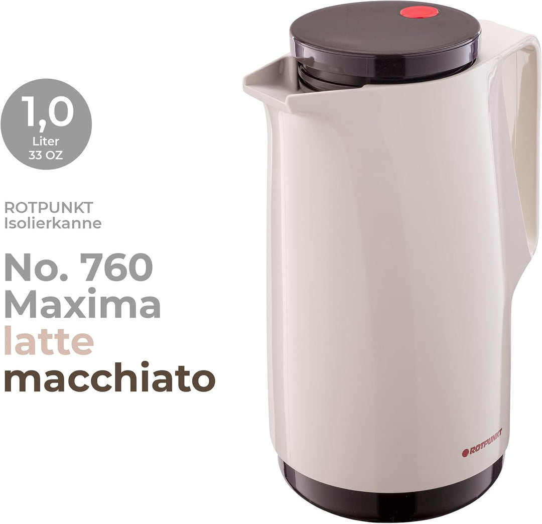 ROTPUNKT Isolierkanne 760 Maxima 1,0 l | Zweifunktions-Drehverschluss | BPA-frei - gesundes Trinken