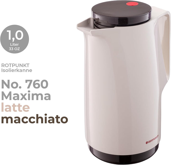 ROTPUNKT Isolierkanne 760 Maxima 1,0 l | Zweifunktions-Drehverschluss | BPA-frei - gesundes Trinken