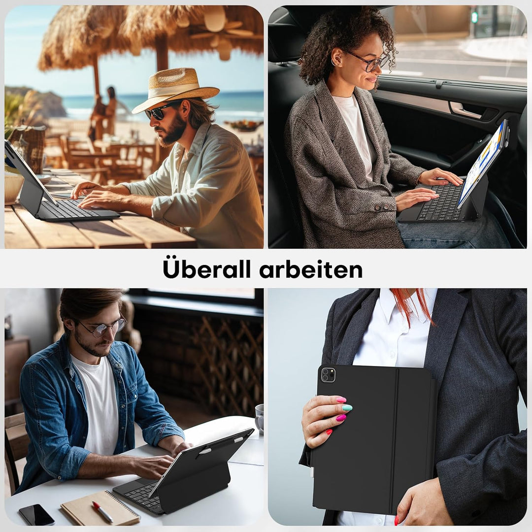 TECURS Tastatur Hülle für iPad Air 13" (M2 2024), Tastatur für iPad Pro 12.9 (6/5/4/3 Gen), Magic Ke