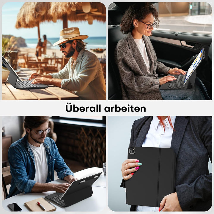 TECURS Tastatur Hülle für iPad Air 13" (M2 2024), Tastatur für iPad Pro 12.9 (6/5/4/3 Gen), Magic Ke