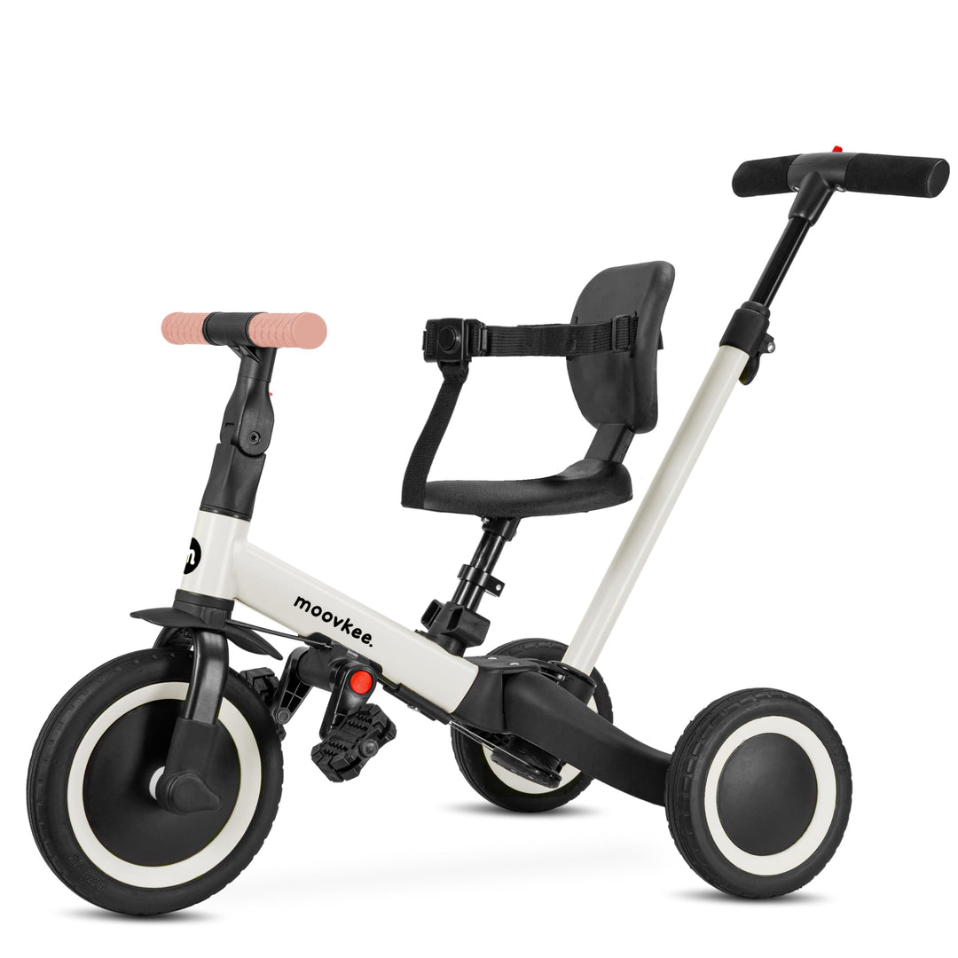 6in1 Dreirad ab 1 Jahr mit Schubstange - Beige Laufrad - Kinderfahrrad Faltbar 1–5 Jahre - Laufräder