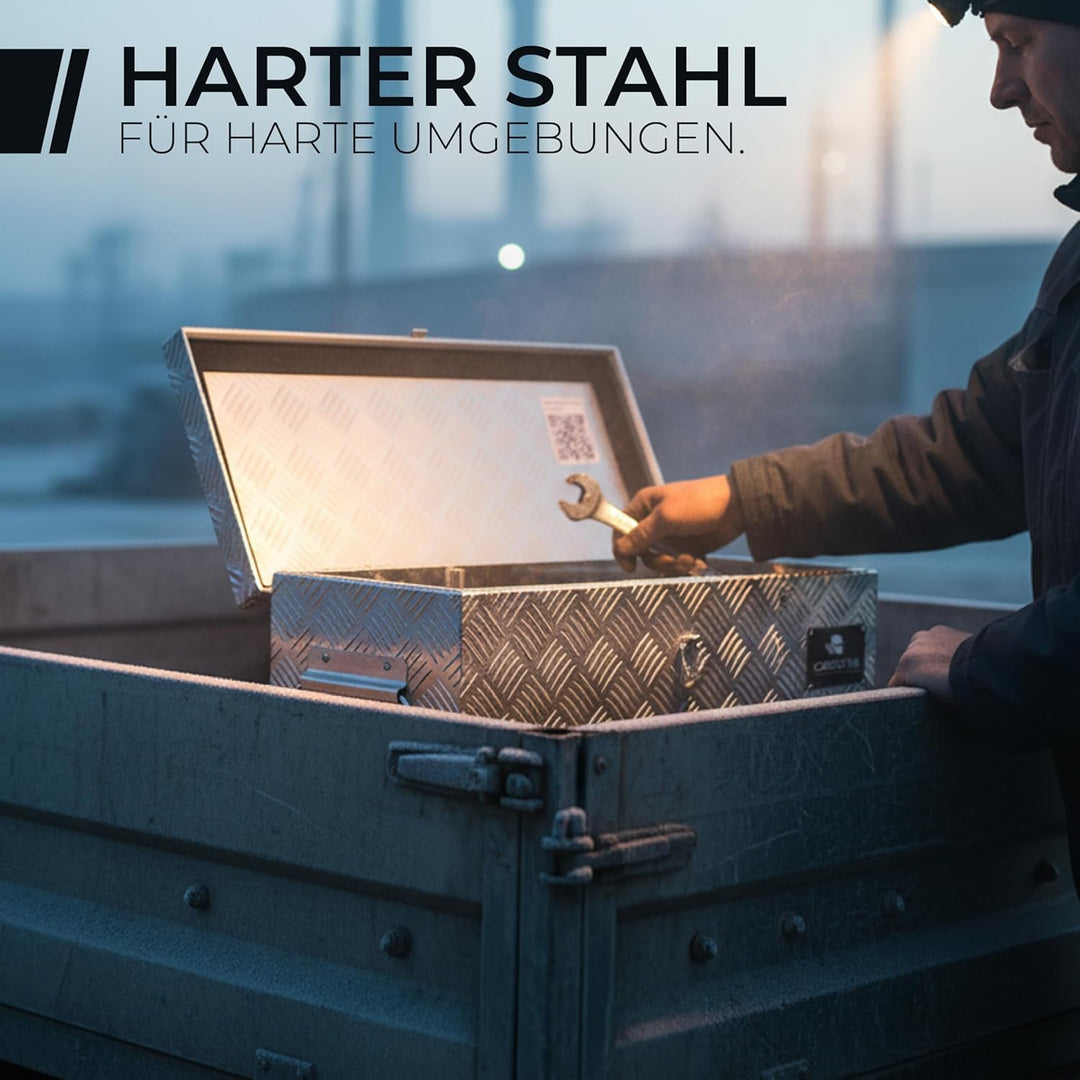 CargoVA - Wasserfeste Deichselbox - Mit Befestigung & Vorhängeschloss - Abschliessbare Anhängerbox [