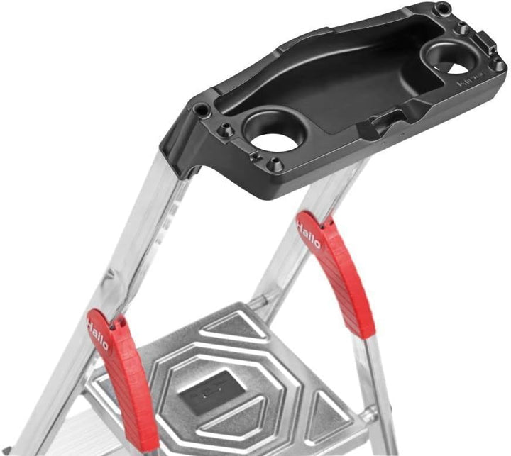 Hailo Stehleiter StandardLine 6 Stufen, belastbar bis 150 kg, Leiter aus Aluminium mit Ablage & Stab