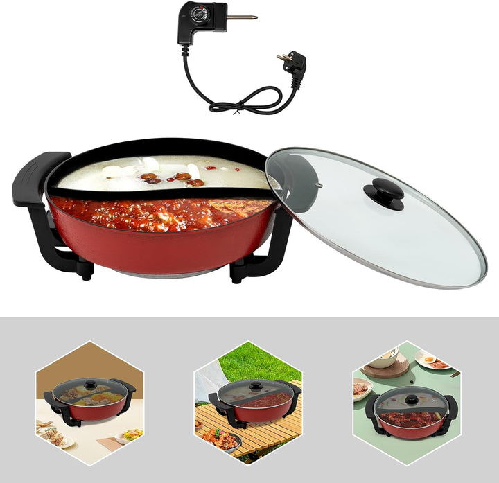 Hot Pot Elektrisch Doppelseitig Elektrischer Kochtopf 6L - Hot Pot Mit Teiler, 1360W Chinesischer Ho