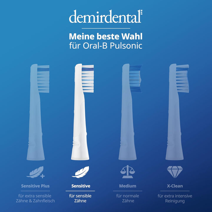 Sensitive Aufsteckbürsten von demirdental für Oral-B Pulsonic, weiche Ersatzbürsten, auch für Slim O