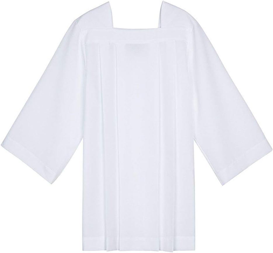 IvyRobes Priester Talar Priester Talar Premium Weiss Square Ausschnitt Messhemd, Weiss S