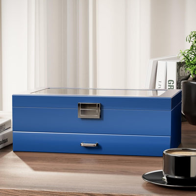 ProCase Uhrenbox aus Holz mit 6 Fächern, Uhren und Sonnenbrillen Aufbewahrung mit 2 Ebenen, Schmuckk