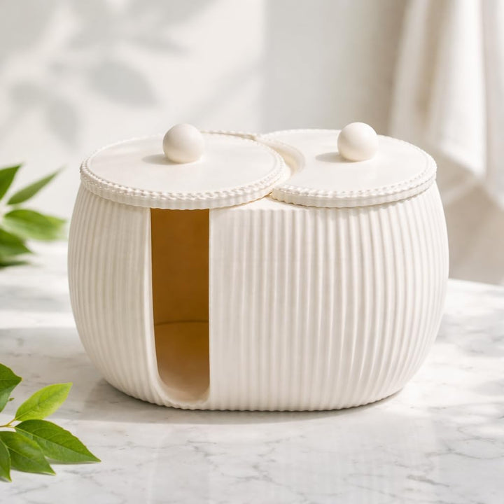 Generisch Yin‑Yang Badezimmer Organizer – Aufbewahrung für Wattepads & Wattestäbchen, Modernes 3D‑De