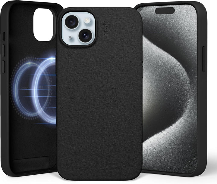 MOFT Magnetische Hülle für iPhone 15 Plus Kompatibel mit MagSafe, MOVAS Vegane Lederhülle, Weiches B