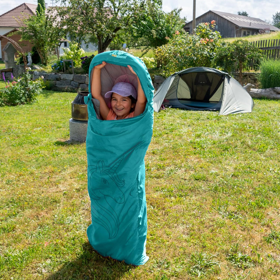 outdoorer Kinderschlafsack Dream Express - Deckenschlafsack für Kinder, mit Baumwolle gefüttert aqua