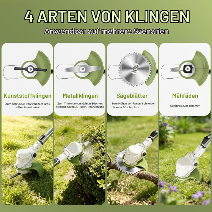 Akku Rasentrimmer mit Rädern,kabelloser Garten Freischneider