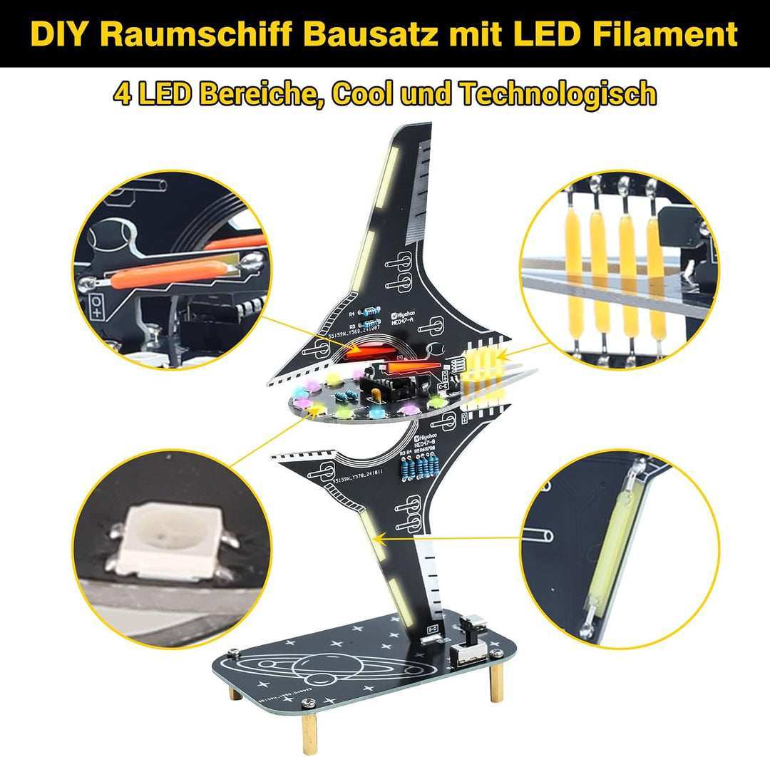 DONGKER Löt Bausatz, Raumschiff Styling RGB LED Licht Löten Übungssatz, DIY Lötprojekt Lampen Bausat