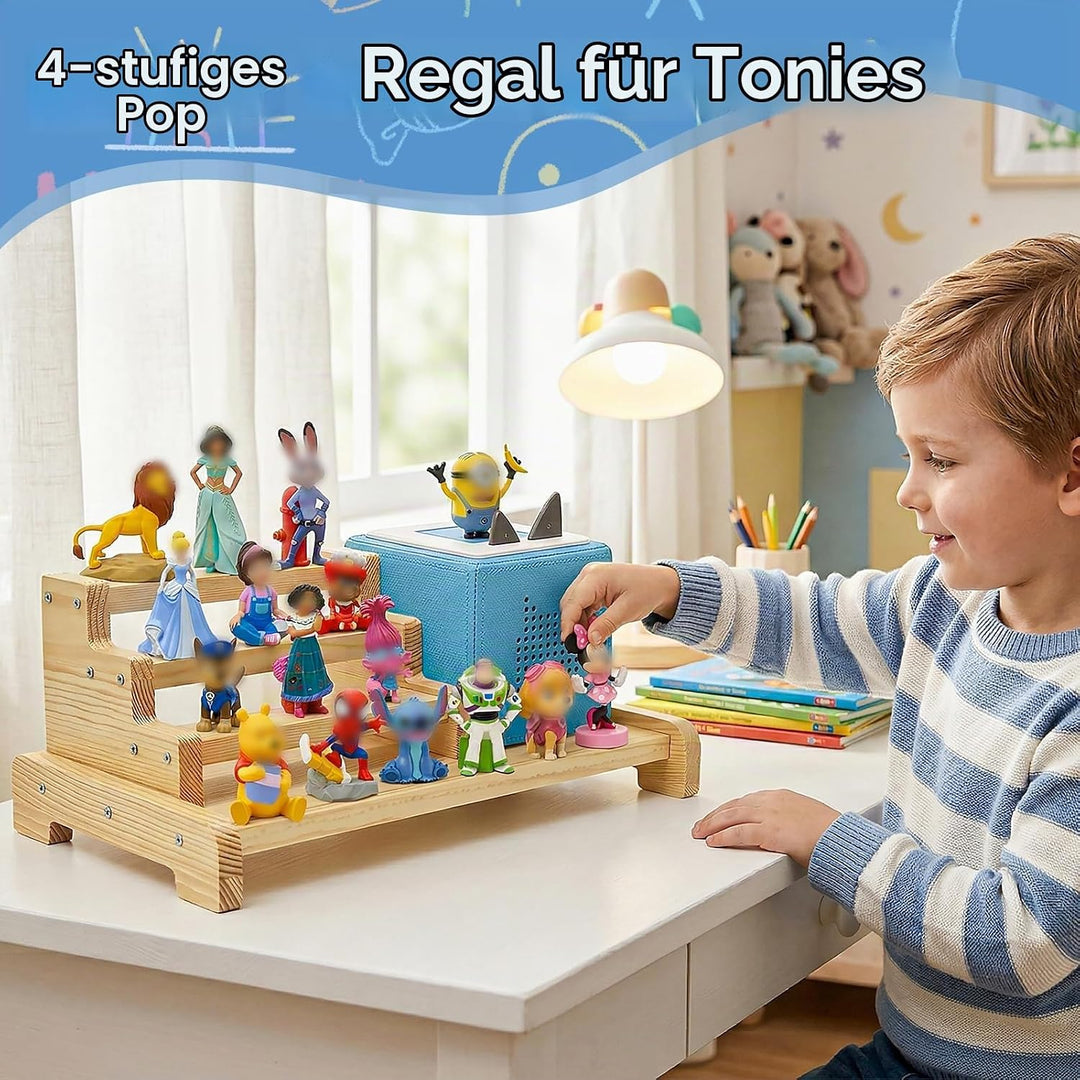 4-stöckiges Tonie Regal Kompatibel mit Toniebox Ladestation und Tonie Figuren, Magnetisches Toniereg