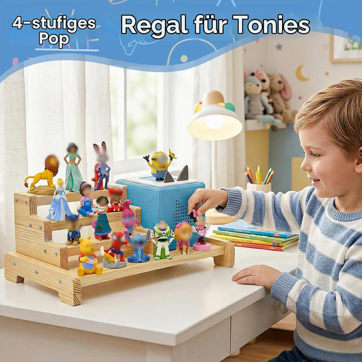 4-stöckiges Tonie Regal Kompatibel mit Toniebox Ladestation und Tonie Figuren, Magnetisches Toniereg