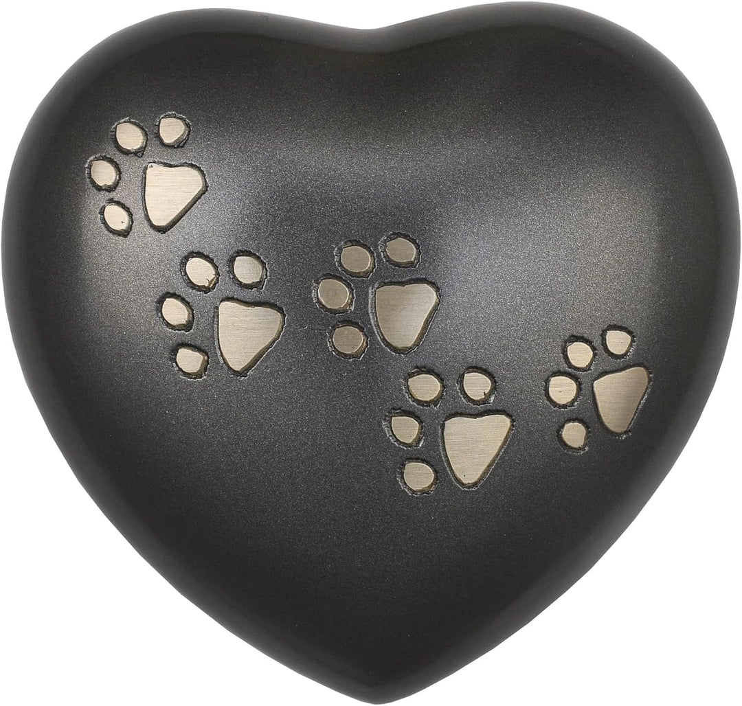 Urn for Ashes Paw Heart Funeral Cremation Memorial Keepsake Pet Dog Cat |Without Stand (Black 5") RH