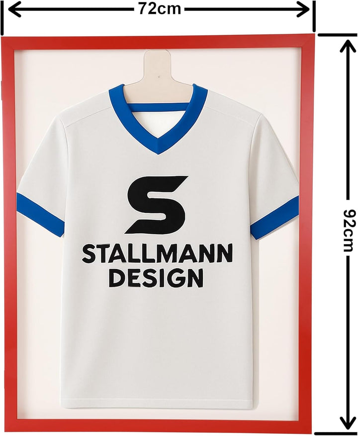 Trikotrahmen mit Drehtür – 'Rot-Blau' - Rückwand Weiss | Grösse: 90x70cm - von vorne bestückbar - st