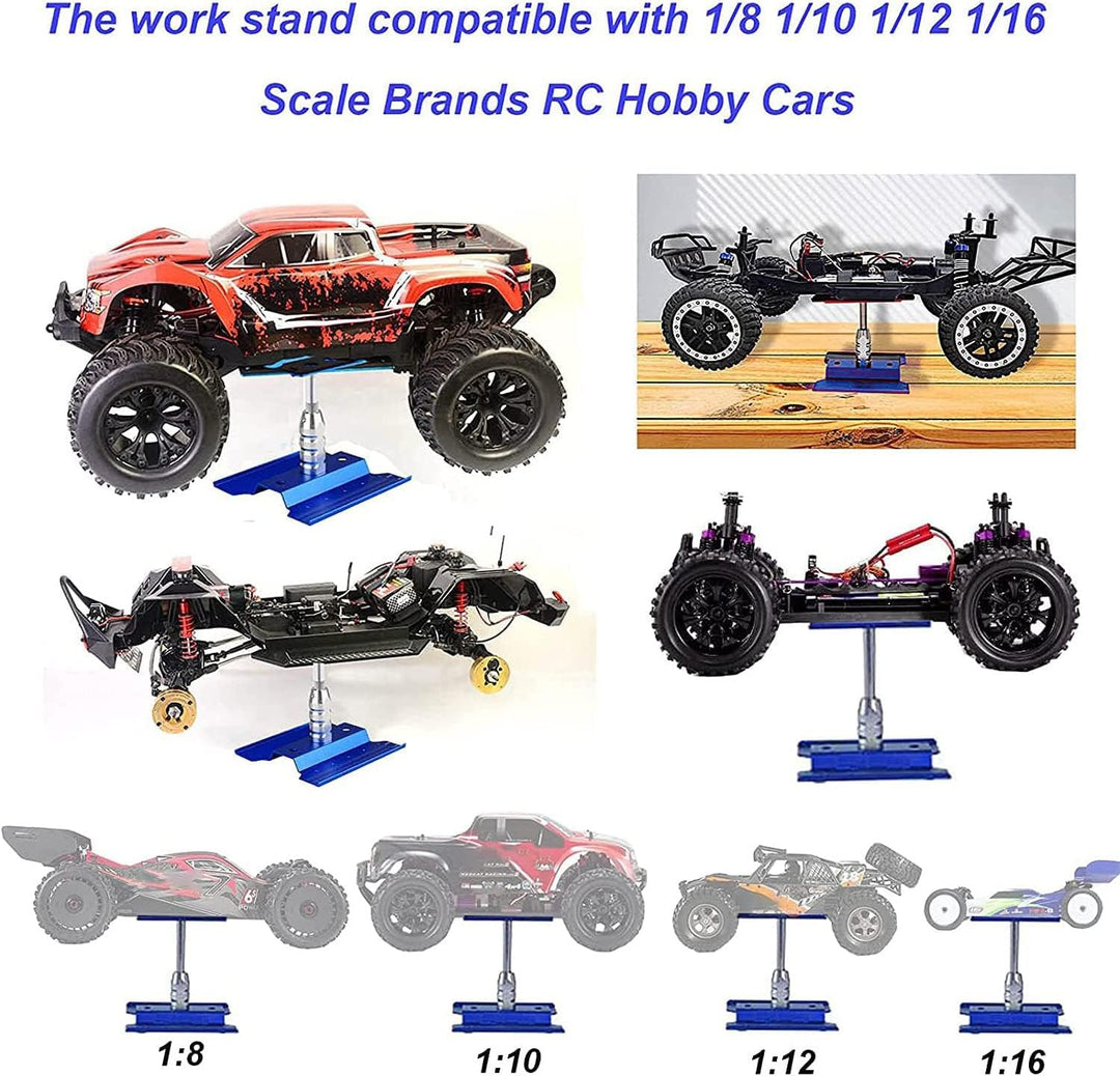 RC Car Work Stand Aluminium Reparatur Workstation mit Schraubablage RC Einstellbare Lineal für 1/10