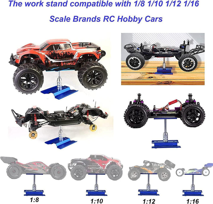 RC Car Work Stand Aluminium Reparatur Workstation mit Schraubablage RC Einstellbare Lineal für 1/10