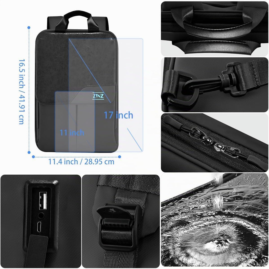 ZINZ Schlanker und Erweiterbarer Laptop-Rucksack 15,6 16 17 Zoll Reise-Business-Rucksack Regenfester