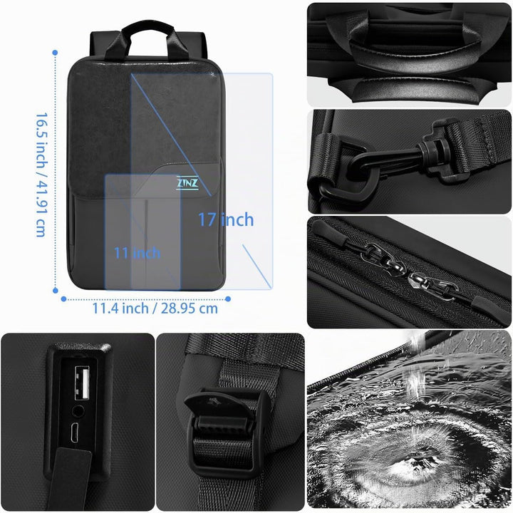 ZINZ Schlanker und Erweiterbarer Laptop-Rucksack 15,6 16 17 Zoll Reise-Business-Rucksack Regenfester