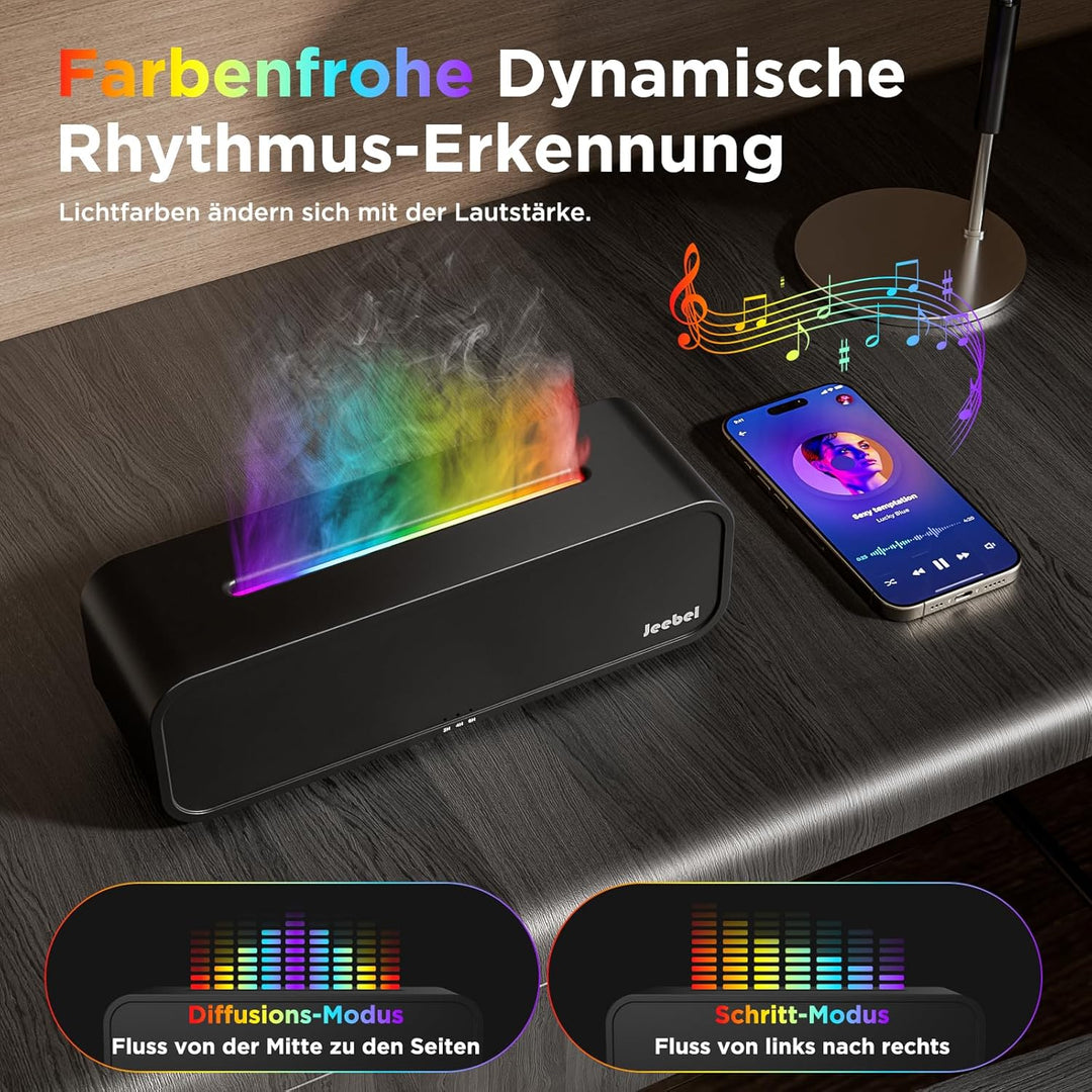 Aroma Diffuser für Ätherische Öle - Rhythmus Erkennung Aromatherapie Diffusor mit RGB Flamme Variati