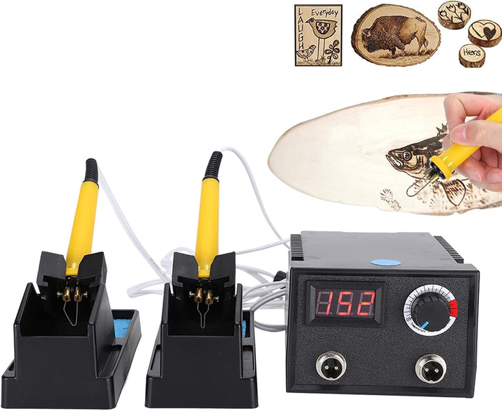 Pyrography Maschine Kit mit 2 Stift und 30 Drahtspitzen, 0-700℃ Einstellbare Temperatur Digitalanzei