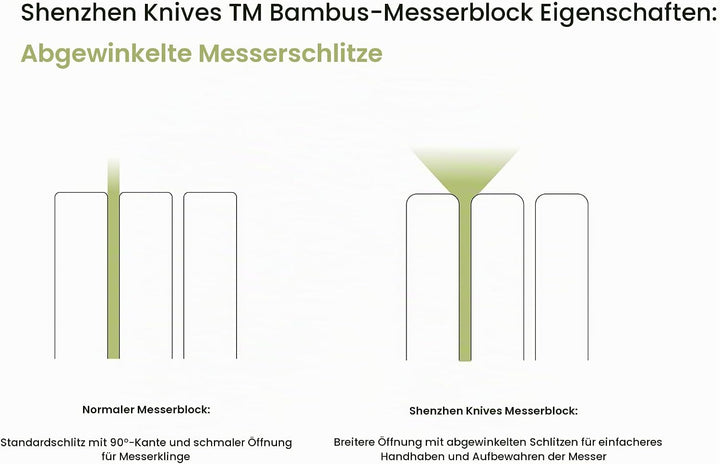 Shenzhen Knives Grosser Schubladen-Messerblock: 11 Slot (hält 10-12 Messer) Leerer Bambusholz-Messer
