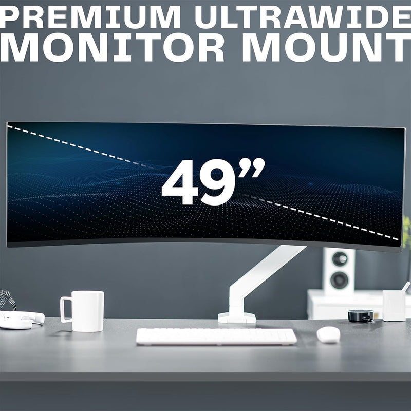 VIVO Hochwertiger Aluminium-Monitorarm für ultrabreite Monitore bis zu 124,5 cm und 15 kg, einzelner