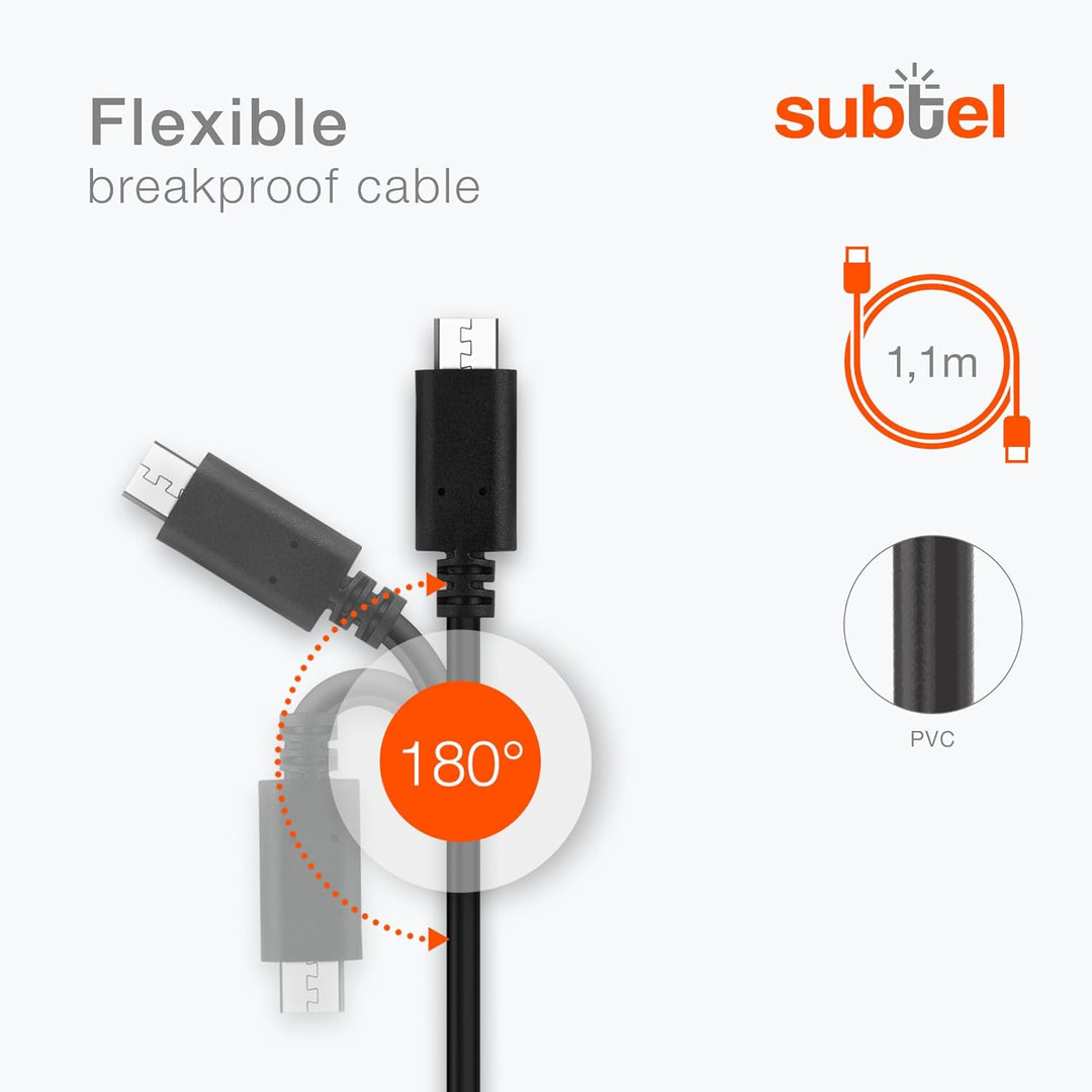 subtel Micro USB Ladegerät - 1A / 1000mA Ersatz Ladekabel kompatibel mit Sony SRS-XB31, SRS-XB10, SR