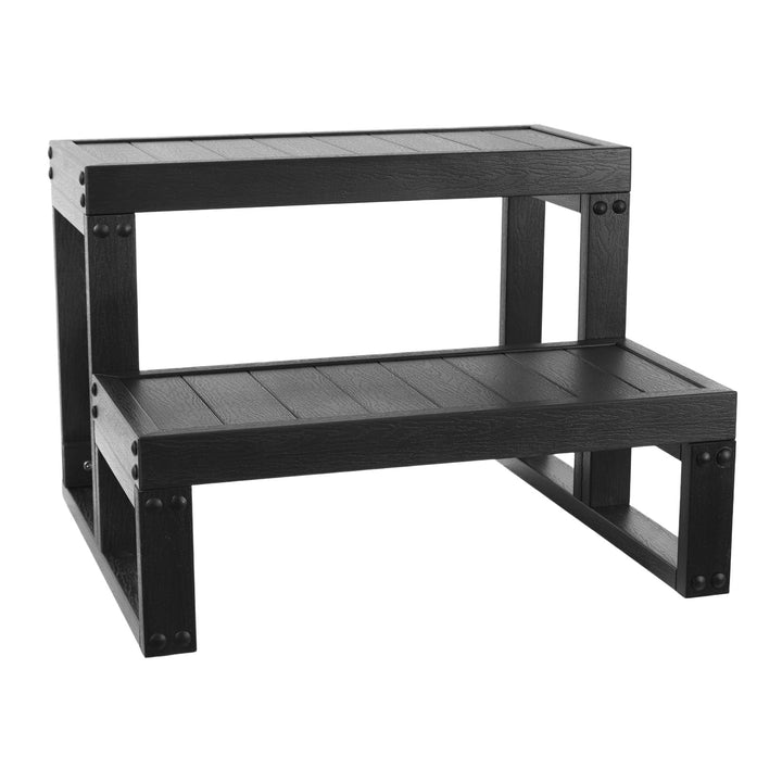 2-stufige Whirlpool Treppe aus WPC, 60x54x42,3 cm, Schwarz | Mobil Pooltreppe, Robust Trittstufe Woh
