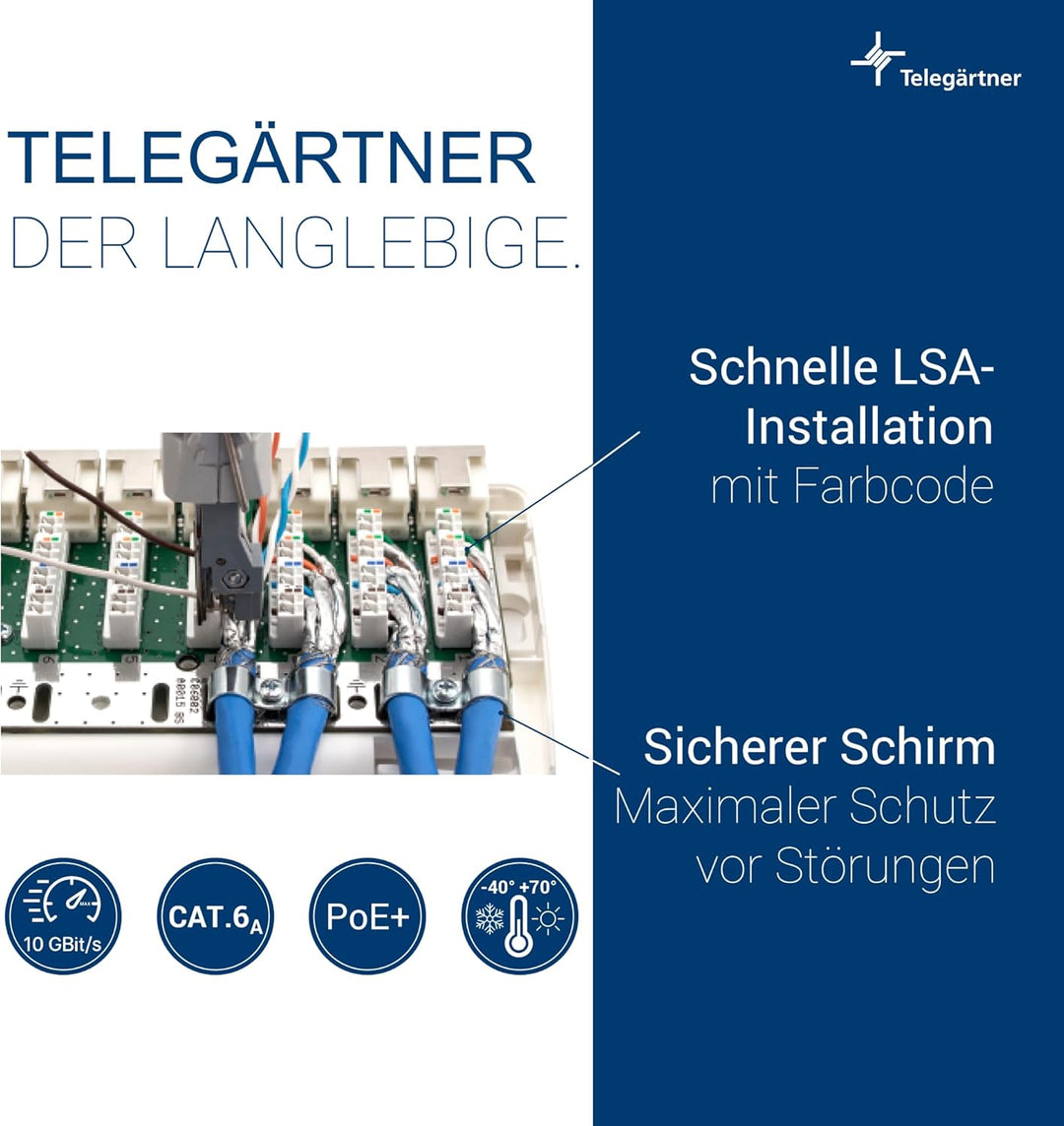 TELEGÄRTNER J02021A0030 Mini-Verteiler MPD8-HS Kat.6A (IEC)