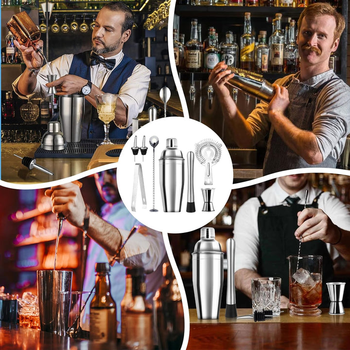 talifoca Cocktail Shaker Set, 8 Stück Edelstahl Cocktail Mix Set, 750 ML cocktail set, edelstahl sha