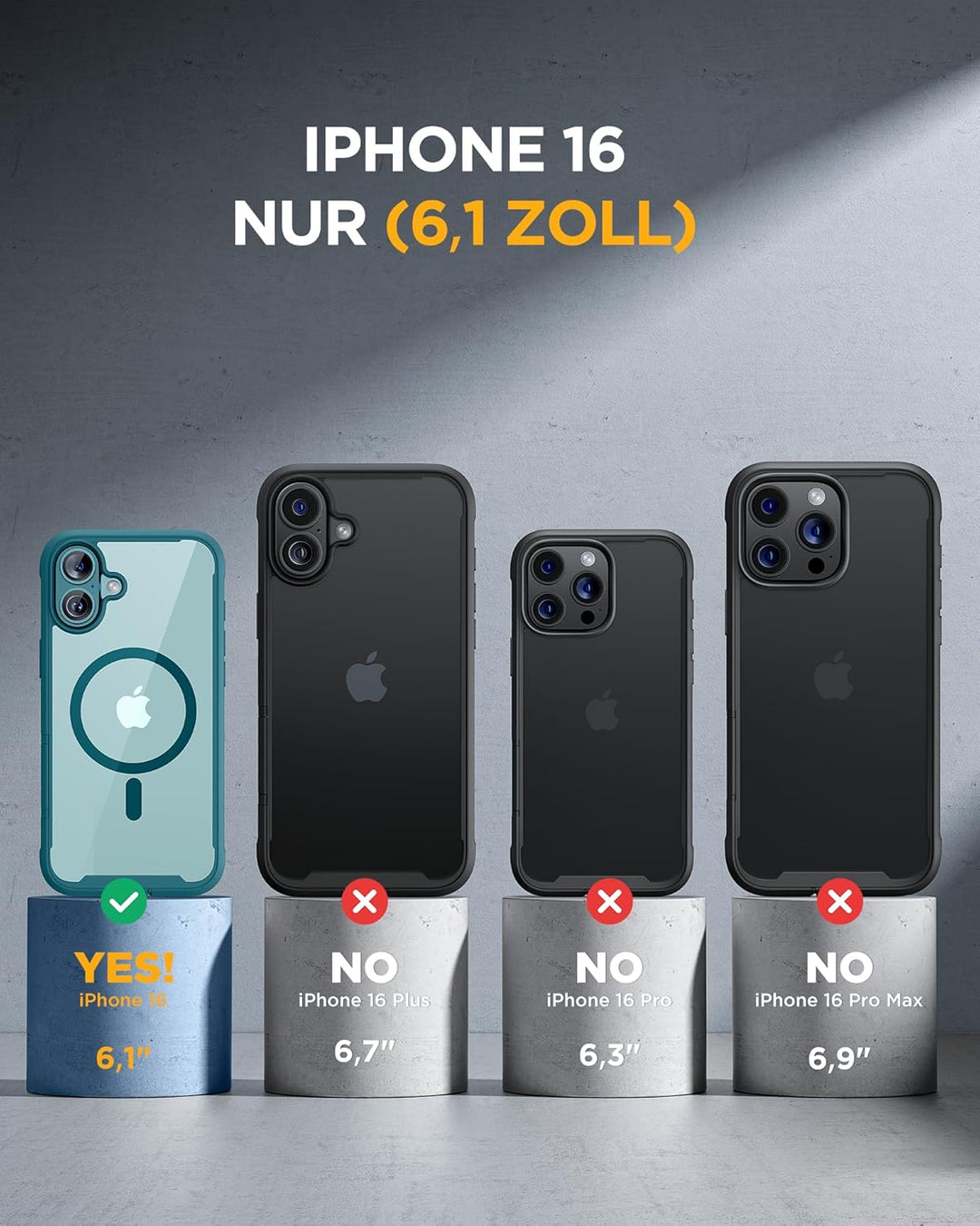 Miracase 360 Grad für iPhone 16 Hülle mit Magsafe, Eingebaut Glas Schutzfolie, Komplettschutz HandyH