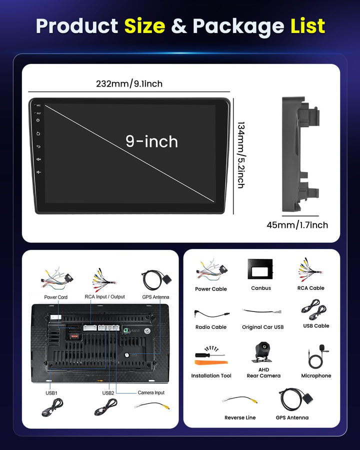 [Berlingo B9/Peugeot Partner] Autoradio Android CarPlay Android Auto | Android 15, 2+64G, 9 Zoll Tou