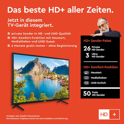 TELEFUNKEN XU43SN550S 43 Zoll Fernseher/Smart TV (4K Ultra HD, HDR, Triple-Tuner, Dolby Atmos) - Ink