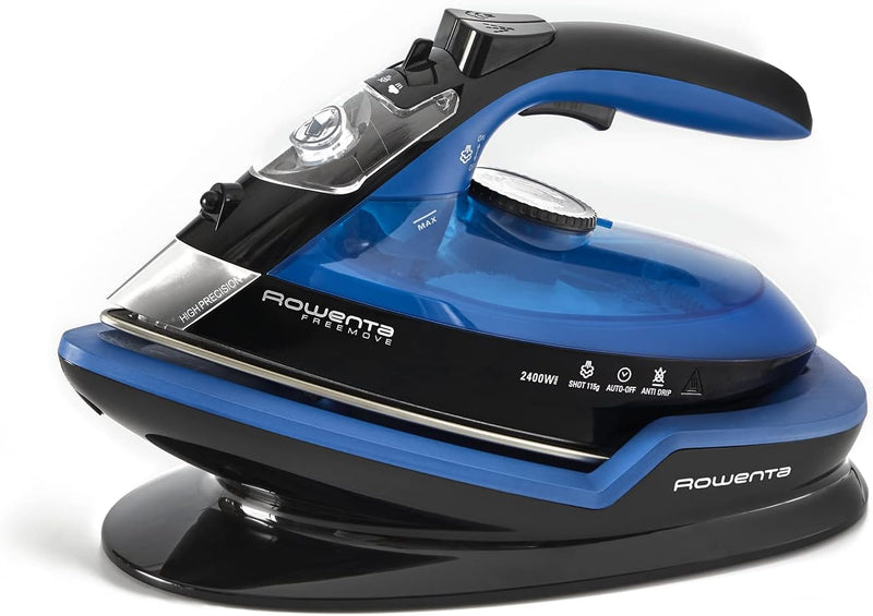 Rowenta Freemove DE5010 Dampfbügeleisen | Schwarzes & Blaues Modell | 2400W | Kabellose Technologie
