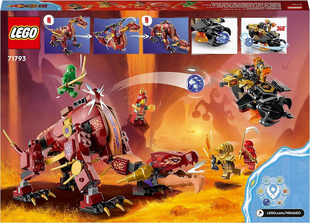 LEGO 71793 NINJAGO Wyldfires Lavadrache Fabelwesen verwandlungsfähiges Spielzeug, Drachen-Serie Set