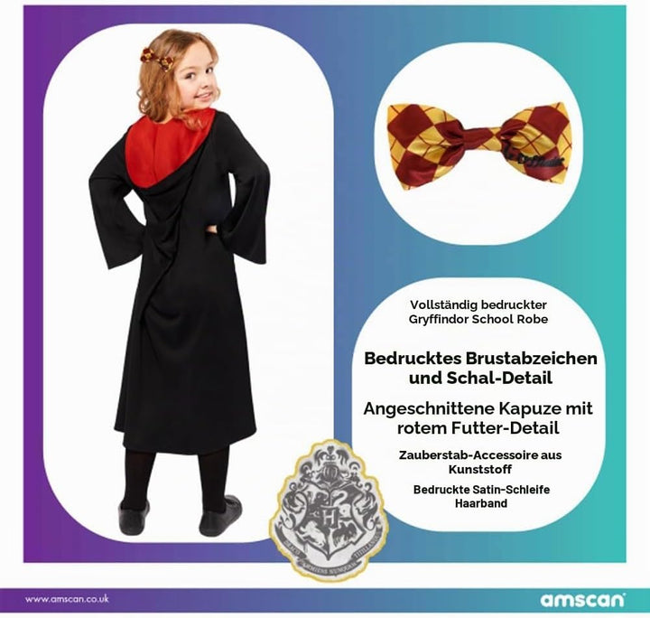 Amscan - Kinderkostüm Hermine, Hogwarts, Harry Potter, Gryffindor, Magier, Zauberer, Karneval, 110