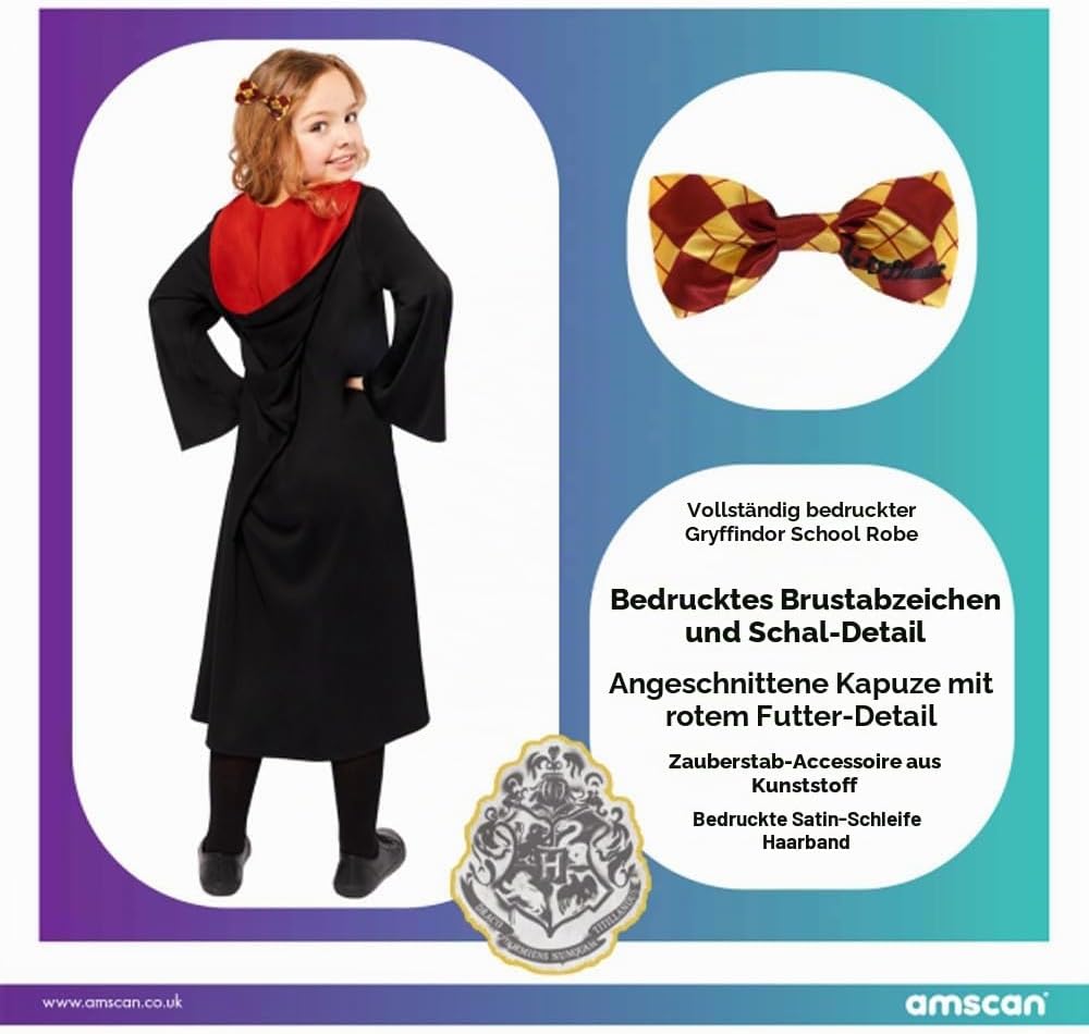 amscan Offiziell lizenziertes Hermione Granger Kostüm für Kinder Mädchen 12-14 Jahre, 12-14 Jahre