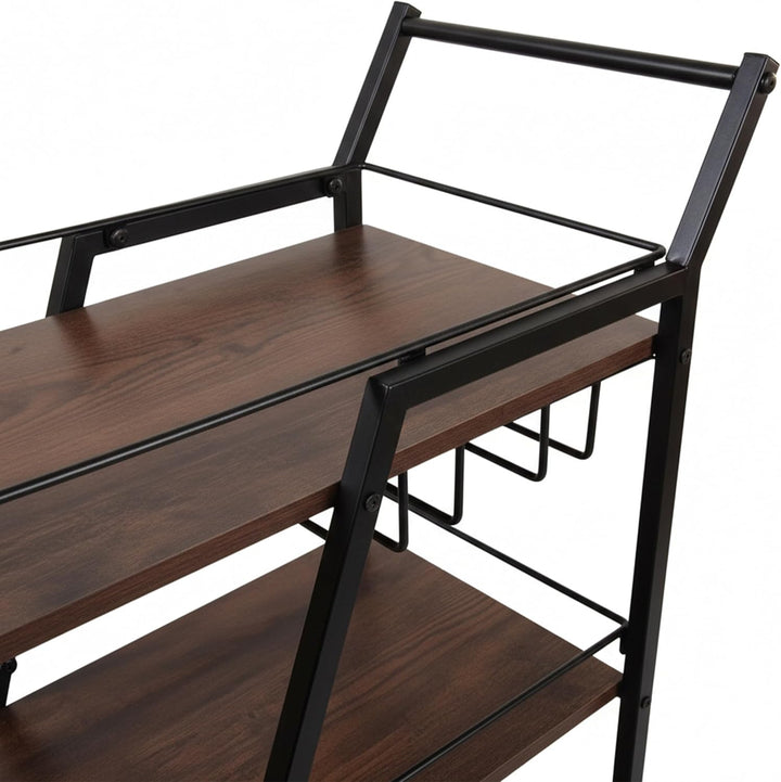 Relaxdays Küchenwagen, 3 Ebenen, Gläserhalter, Industrial, Rollwagen Küche, HBT 83x39x29 cm, Servier