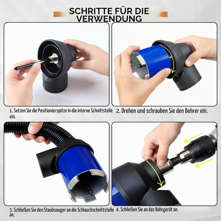 CPROSP Staubabsaugung für Dosensenker, mit einziehbarer Zentrierspitze, Absaugung M16 auf M16, Staub